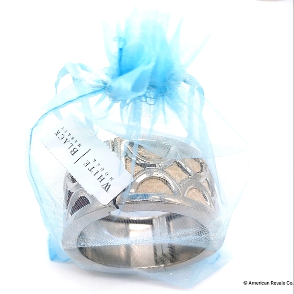 White House Black Market Faux Leather Croc Embossed Bangle Cuff Hinged Bracelet - Picture 9 of 9